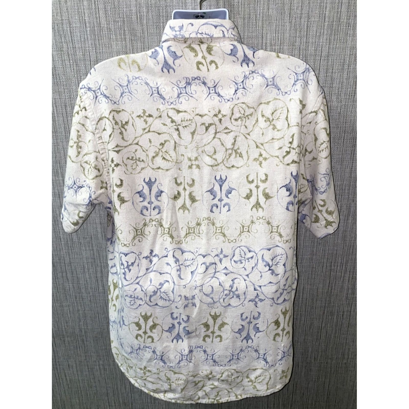 Tom Tailor TOM TAILOR Shirt Men L Multicolor Button Front Cotton/Linen Short Sleeve Geometric Casual Button-Up Clothing Size US L / EU 52-54 / 3 - 5 Thumbnail