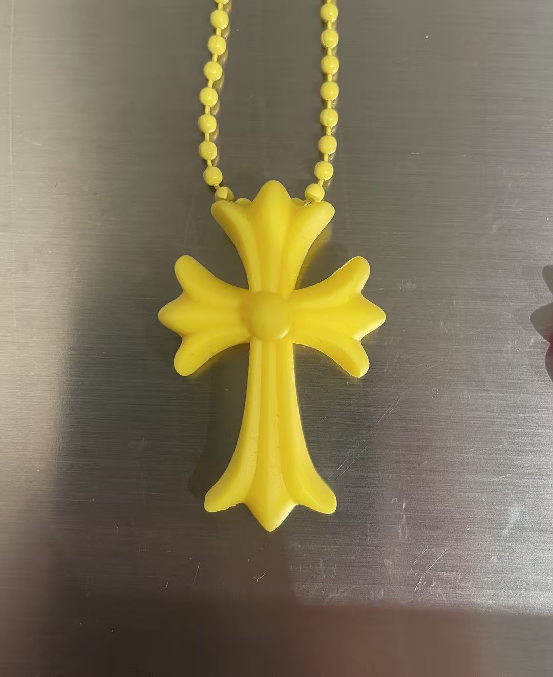Chrome Hearts Chrome Hearts Yellow Resin Cross Pendant Ball Chain Necklace Size ONE SIZE - 5 Thumbnail