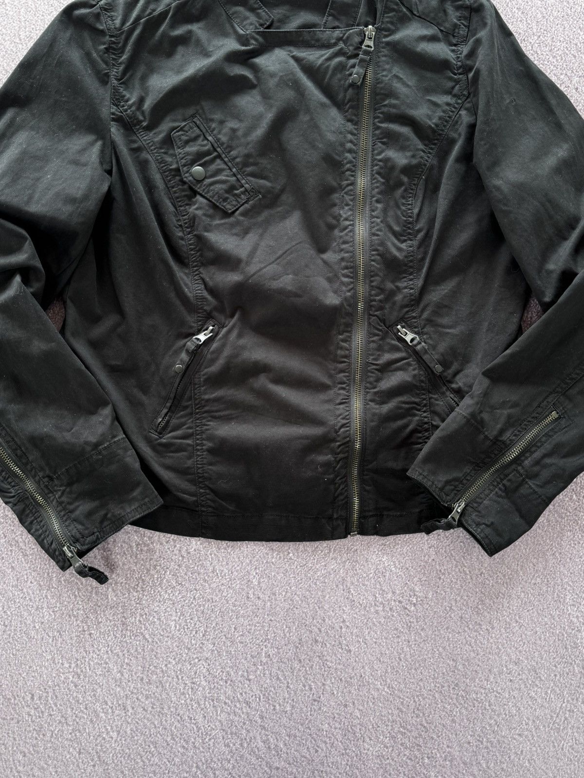 Japanese Brand 00s Rick Owens Style Avant Garde Womens Black Cotton Jacket Size M / US 6-8 / IT 42-44 - 3 Thumbnail