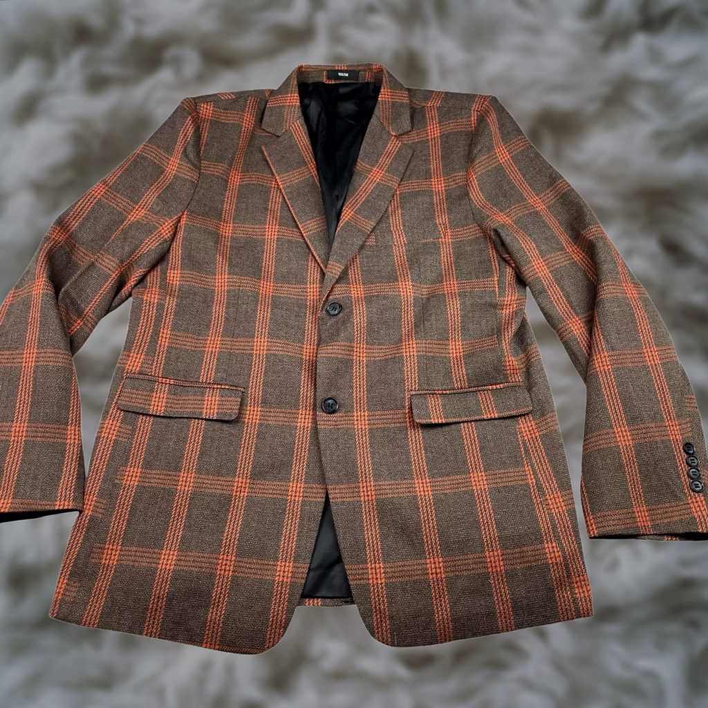 Vintage Bespoke Suit Men's 2-Button Brown Orange Plaid XL 44R 38x31 Size 44R - 1 Thumbnail