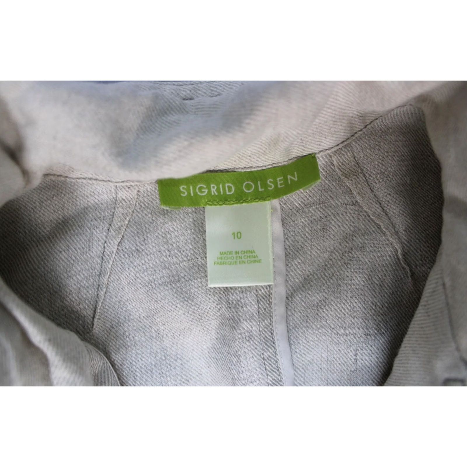 Vintage Sigrid Olsen Womens Jacket Beige Linen Belted Waist Button Casual Spring Top Size L / US 10 / IT 46 - 2 Thumbnail