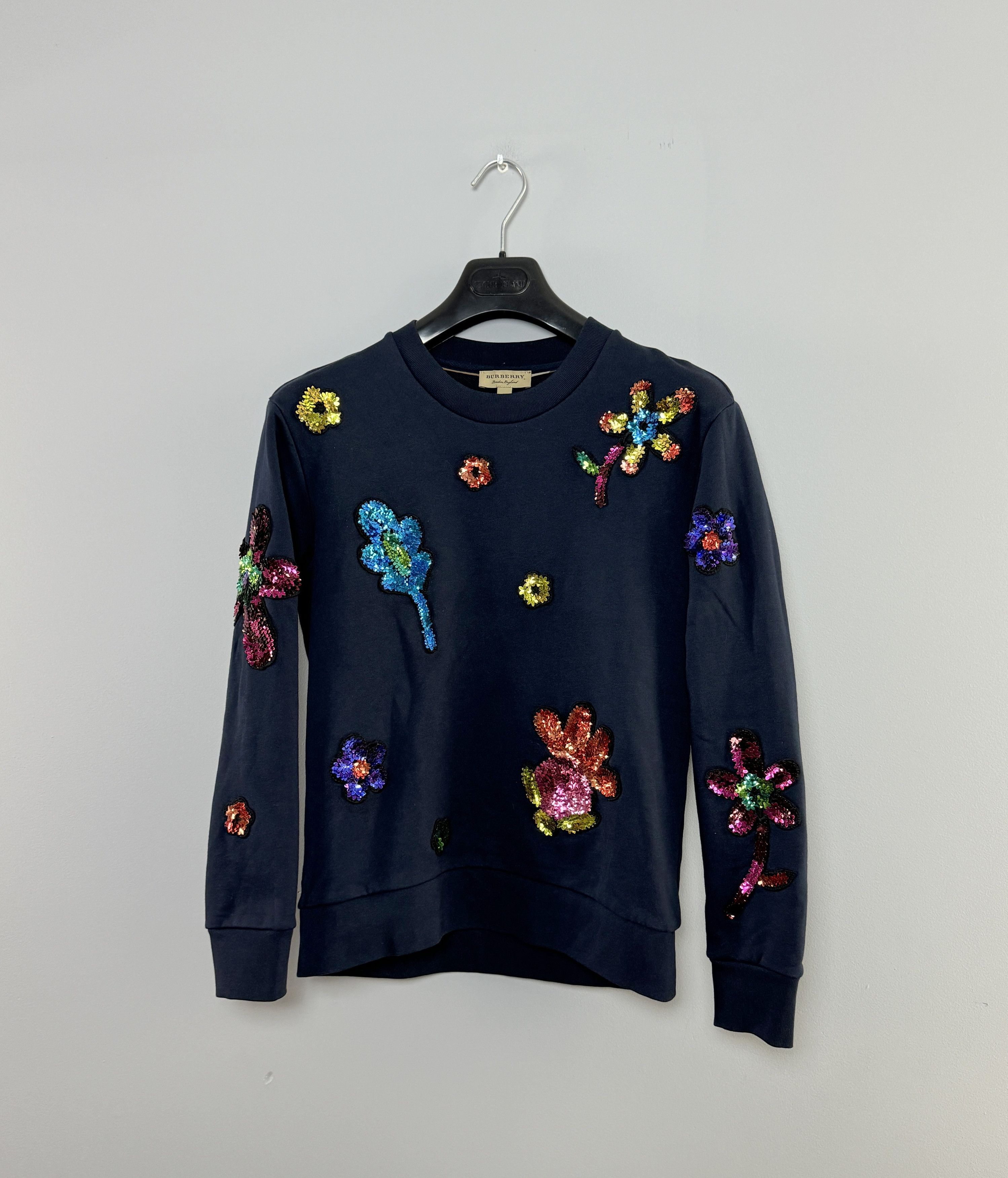 Burberry Burberry Floral Sweatshirt Sequin Embellished Navy Size XS Size XS / US 0-2 / IT 36-38 - 2 Thumbnail