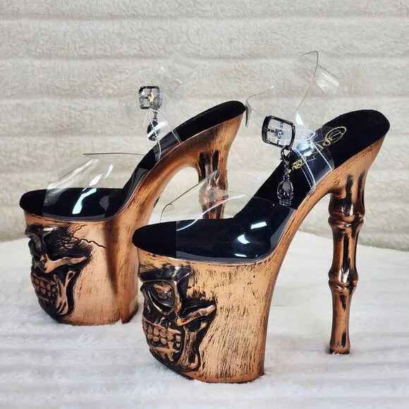 Other Rapture Brushed Metallic Copper Skull & Bones 8" High Heel P Size US 9 / IT 39 - 2 Thumbnail