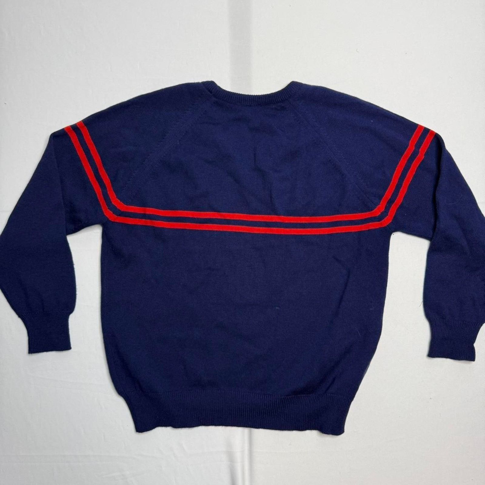Other Vintage Navy Blue And Red Stripped Crewneck Sweater Size 22 Size US L / EU 52-54 / 3 - 2 Thumbnail