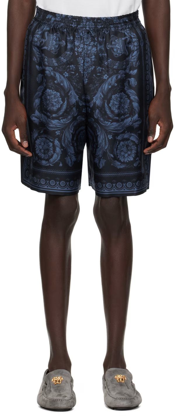 Versace VERSACE Navy Barocco Shorts Size US 32 / EU 48 - 7 Thumbnail