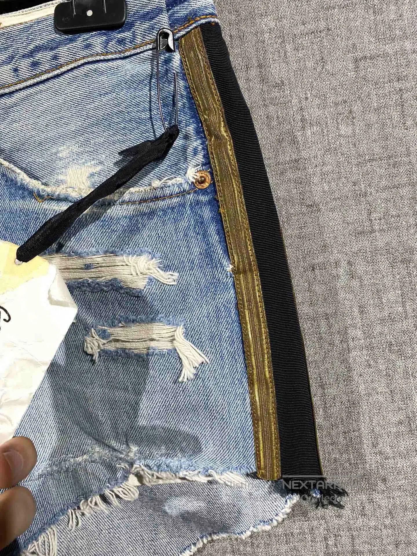 Greg Lauren greg lauren blue denim shorts for women. Size 22" - 4 Thumbnail
