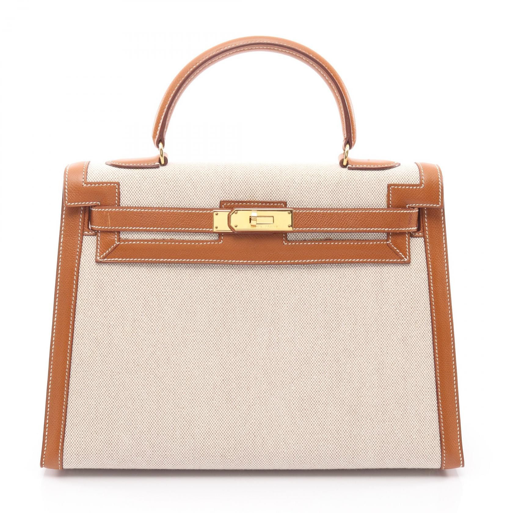 Hermes Hermes Hermes Kelly32 Toile H Canvas Courchevel Leather Leather Handbag Stamp U (1991) DUTY FREE for USA Size ONE SIZE - 1 Thumbnail
