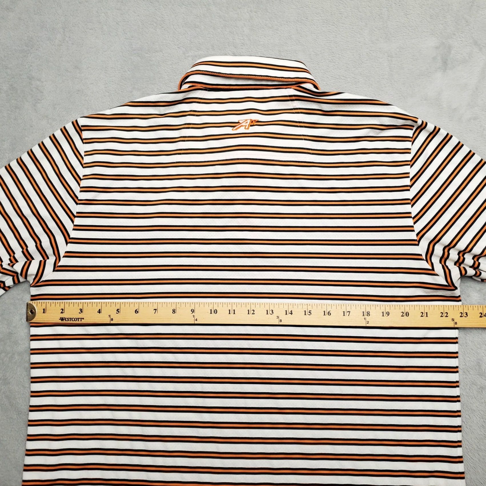 Vintage Ahead Extreme Polo Shirt Mens M Orange Striped Logo Embroidered Golf Course MT Size US M / EU 48-50 / 2 - 7 Thumbnail