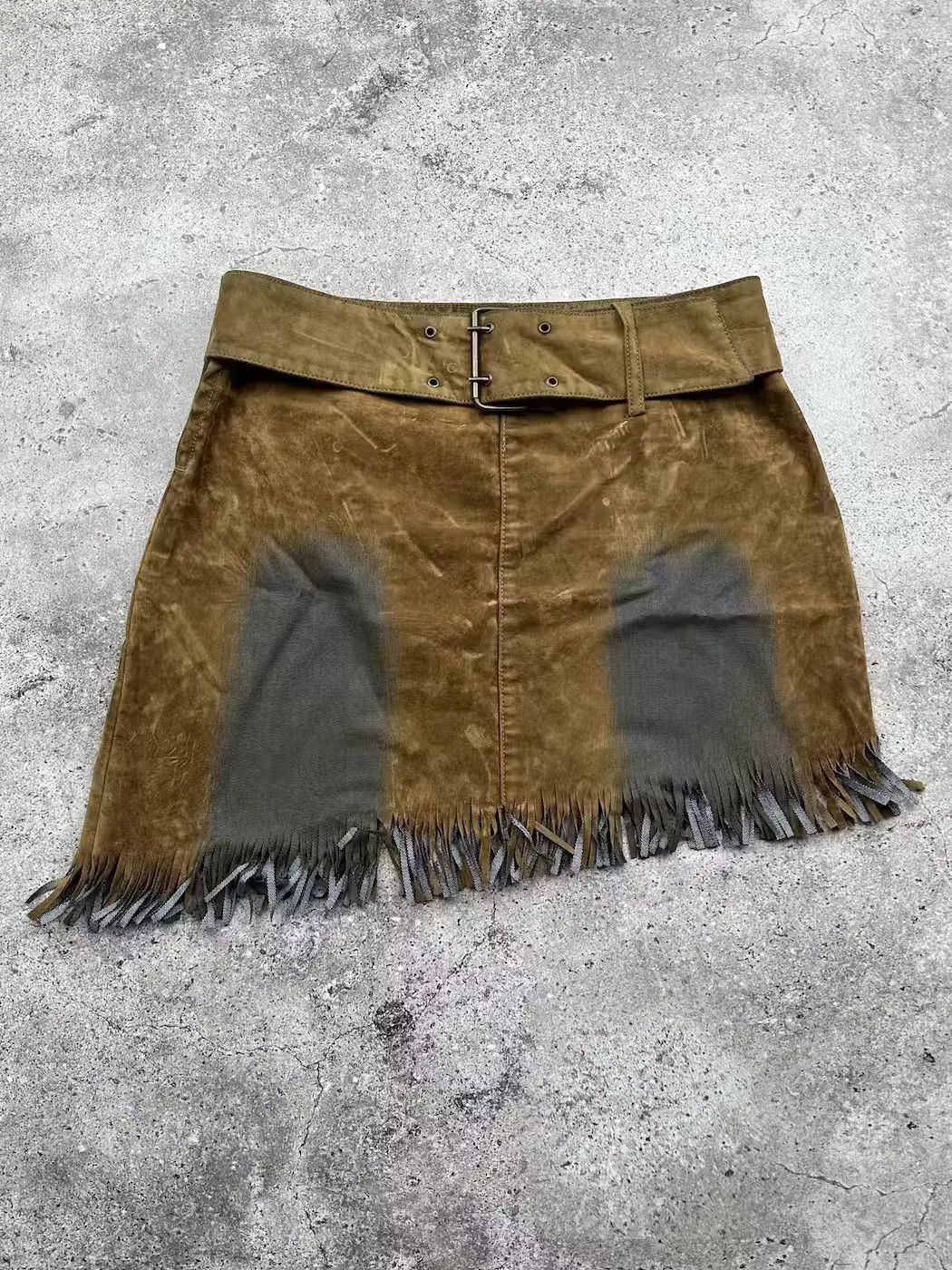 Japanese Brand Vintage Faded Belt Skirt Size 28" / US 6 / IT 42 - 1 Thumbnail