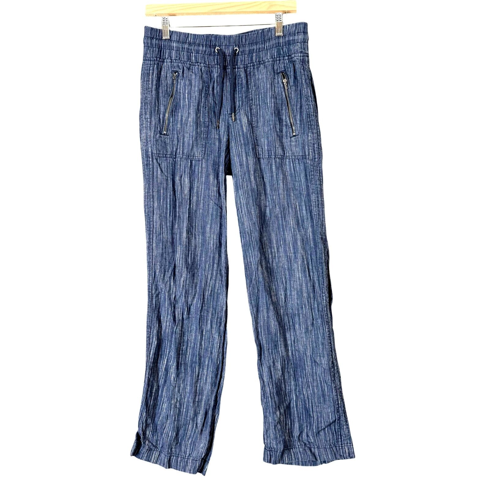 Athleta Athleta Cabo Linen Wide Leg Pant Women 4 Drawstring Blue Size 27" / US 4 / IT 40 - 1 Thumbnail