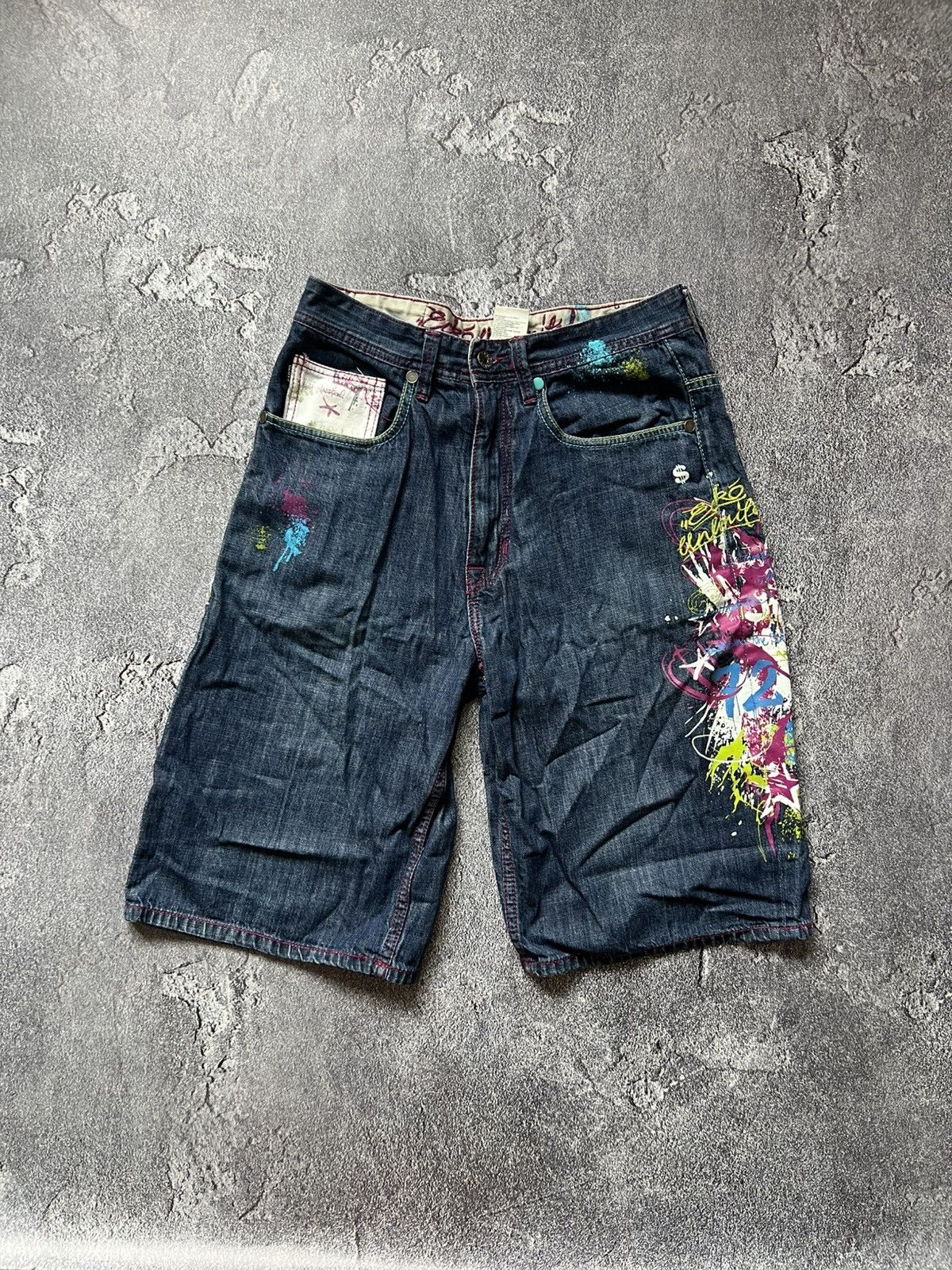 Ecko Unltd. Vintage y2k ecko echo denim jeans jorts shorts paint Size US 32 / EU 48 - 4 Thumbnail
