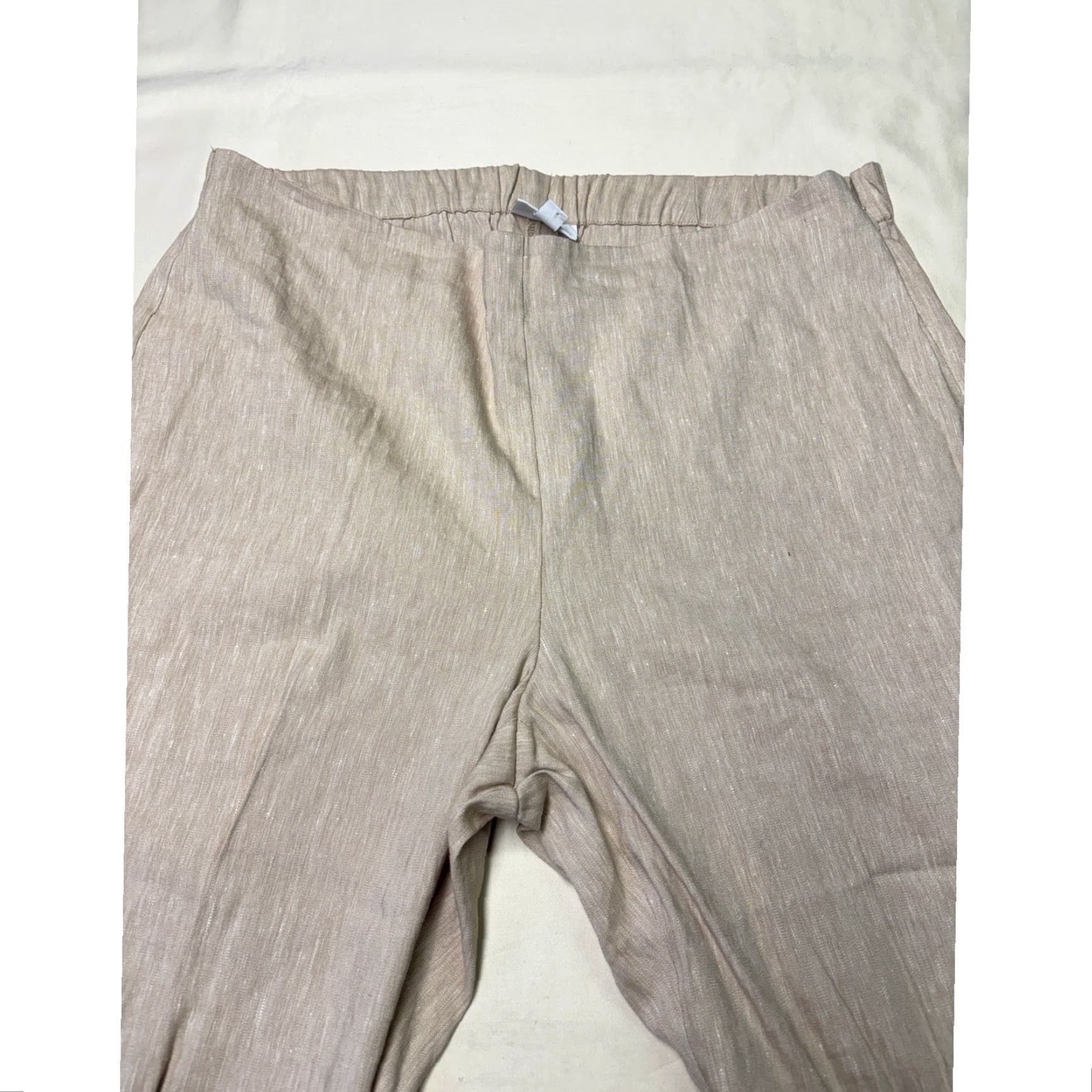 J. Jill NWT J. Jill Linen Stretch Pants Macadam Beige Side Zip Button Ankle Large Size 36" / US 14 / IT 50 - 3 Thumbnail