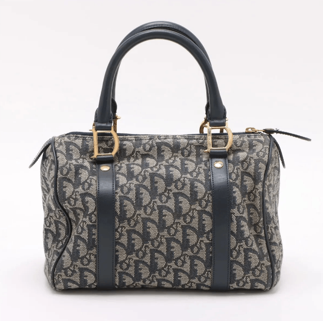 Dior Trotter Canvas Leather Handbag Gray x Navy Size ONE SIZE - 2 Thumbnail