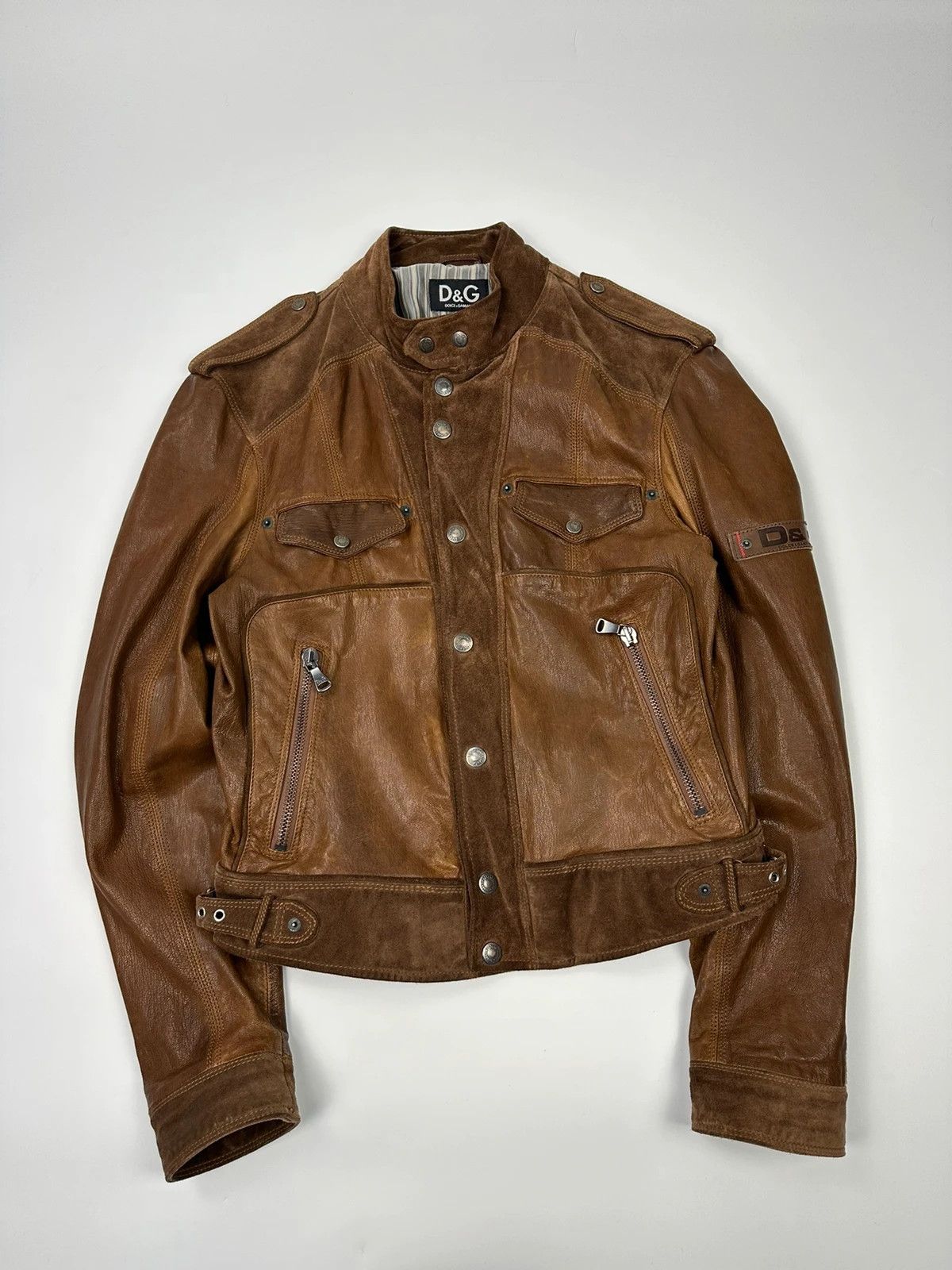 Dolce & Gabbana Dolce & Gabbana Leather Suede Brown Flight Bomber Jacket Size US M / EU 48-50 / 2 - 1 Thumbnail