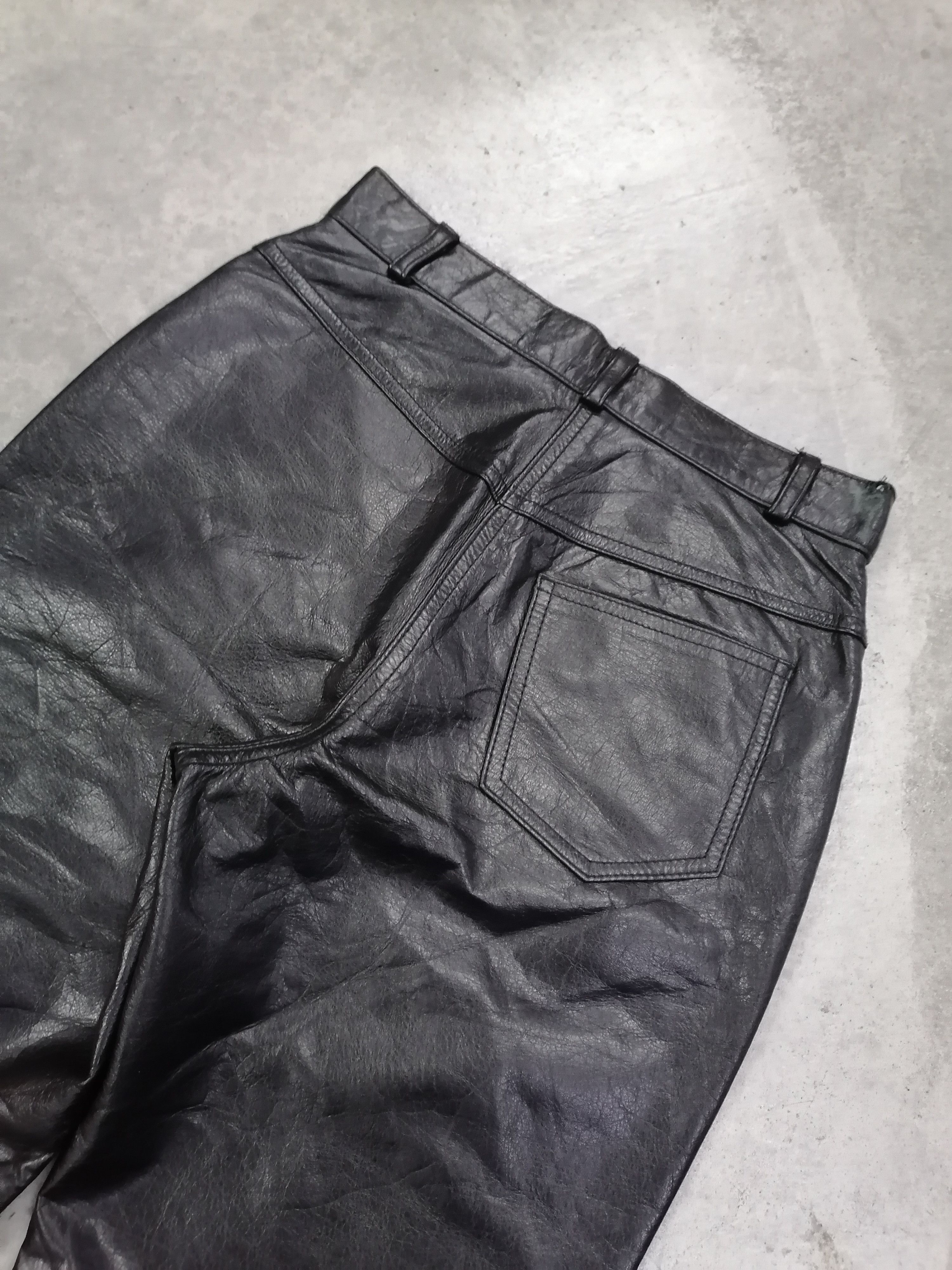 Designer × Genuine Leather × Vintage Flare K.R Pure Leather Black Pants Size 25" / US 0 / IT 36 - 11 Thumbnail