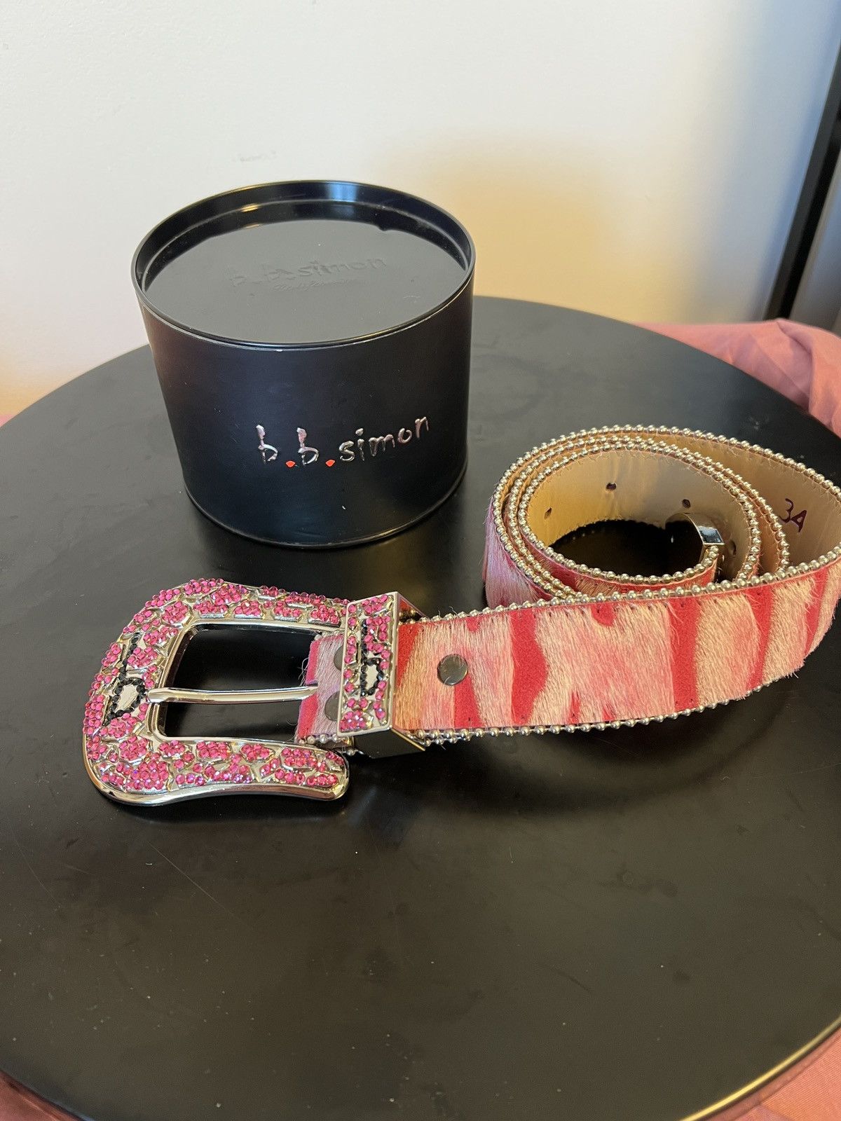 B.B. Simon Hair on Hide Bling Belt 34