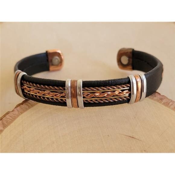 Other Men’s Copper Magnetic Leather Bracelet – Pain Relief Cuff Size ONE SIZE - 2 Thumbnail