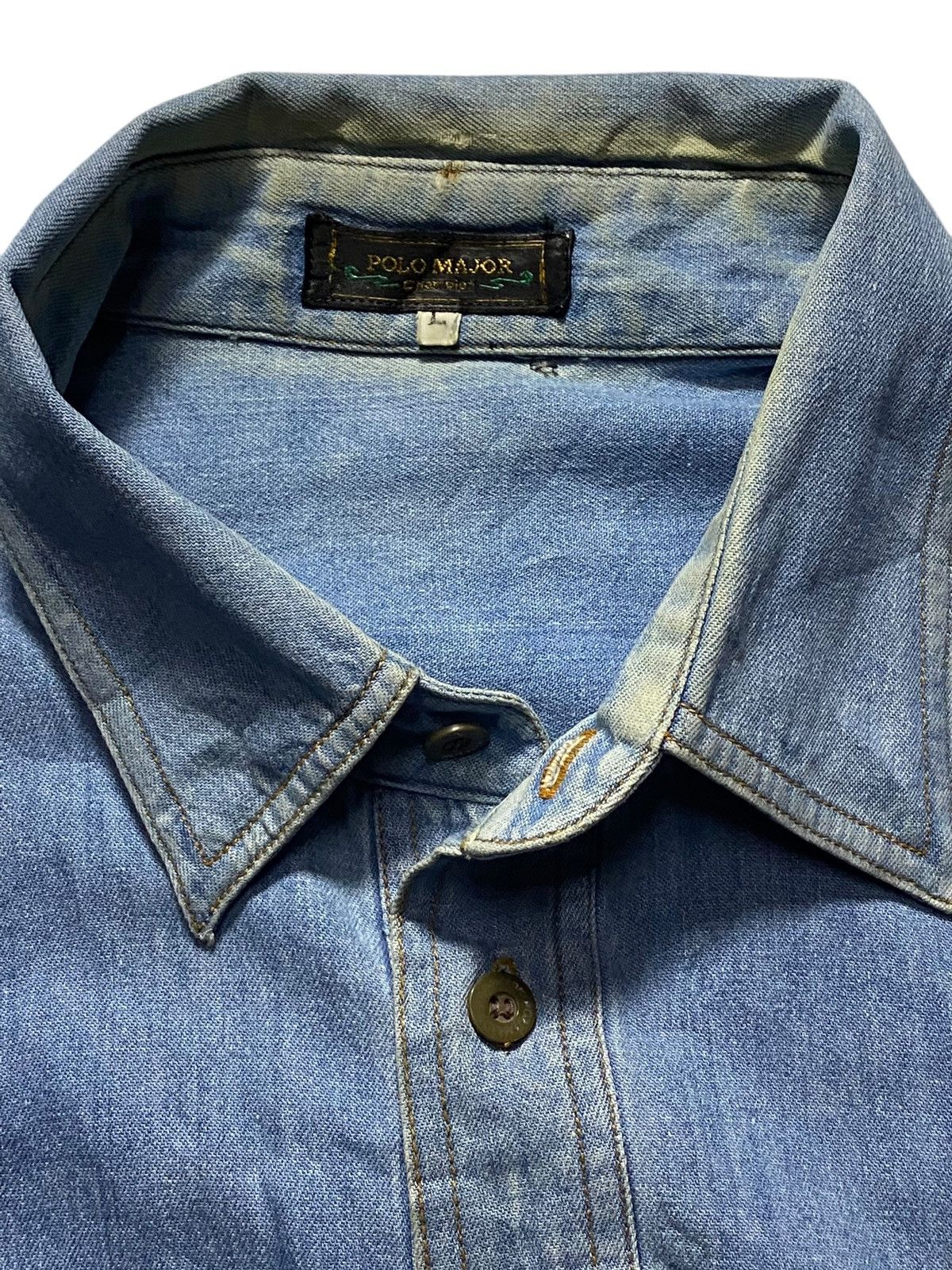 Polo Ralph Lauren Vintage Polo Major Champion Western Denim Light Blue Flannel Size US L / EU 52-54 / 3 - 6 Thumbnail