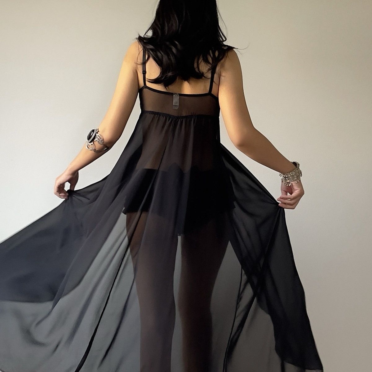 Victoria's Secret Victoria’s Secret 1990s Black Chiffon Lace Nightgown (S–M) Size M / US 6-8 / IT 42-44 - 7 Thumbnail