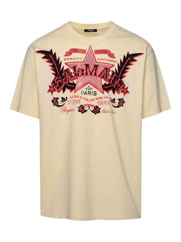 Balmain o1y0426 Crewneck T-Shirt in Beige Size US XXS / EU 40 - 1 Thumbnail