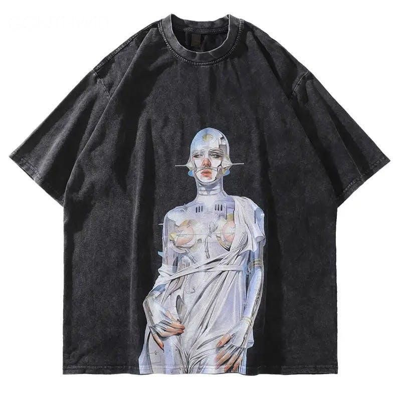 image of Tee Half-Metal Siren T-Shirt in Black, Men's (Size Medium)