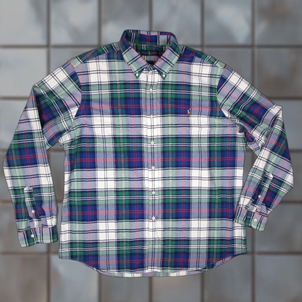 Ralph Lauren Vintage Ralph Lauren Men's Shirt 2XL Blue Plaid Cotton Long Sleeve Button-Up Size US XXL / EU 58 / 5 - 1 Thumbnail