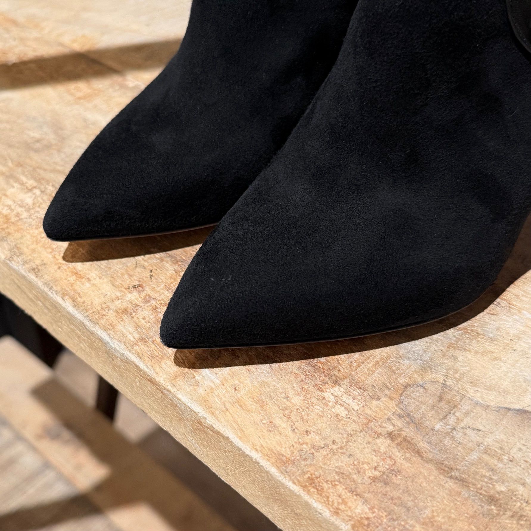 Valentino Valentino Black Suede Rockstud Accent Open Heel Booties Size US 7 / IT 37 - 12 Thumbnail