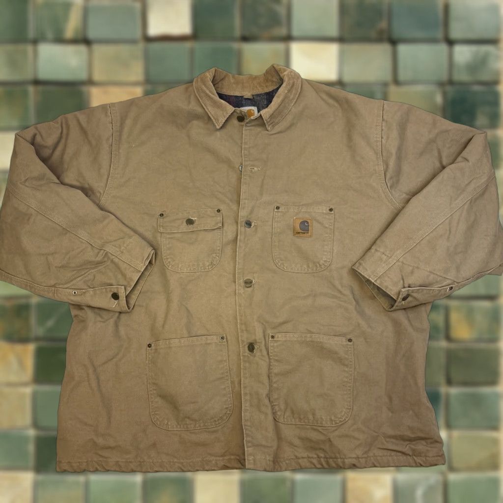 Carhartt VINTAGE Carhartt C02 Chore Barn Jacket Mens 3XL Beige USA Blanket Lined Size US XXL / EU 58 / 5 - 1 Thumbnail