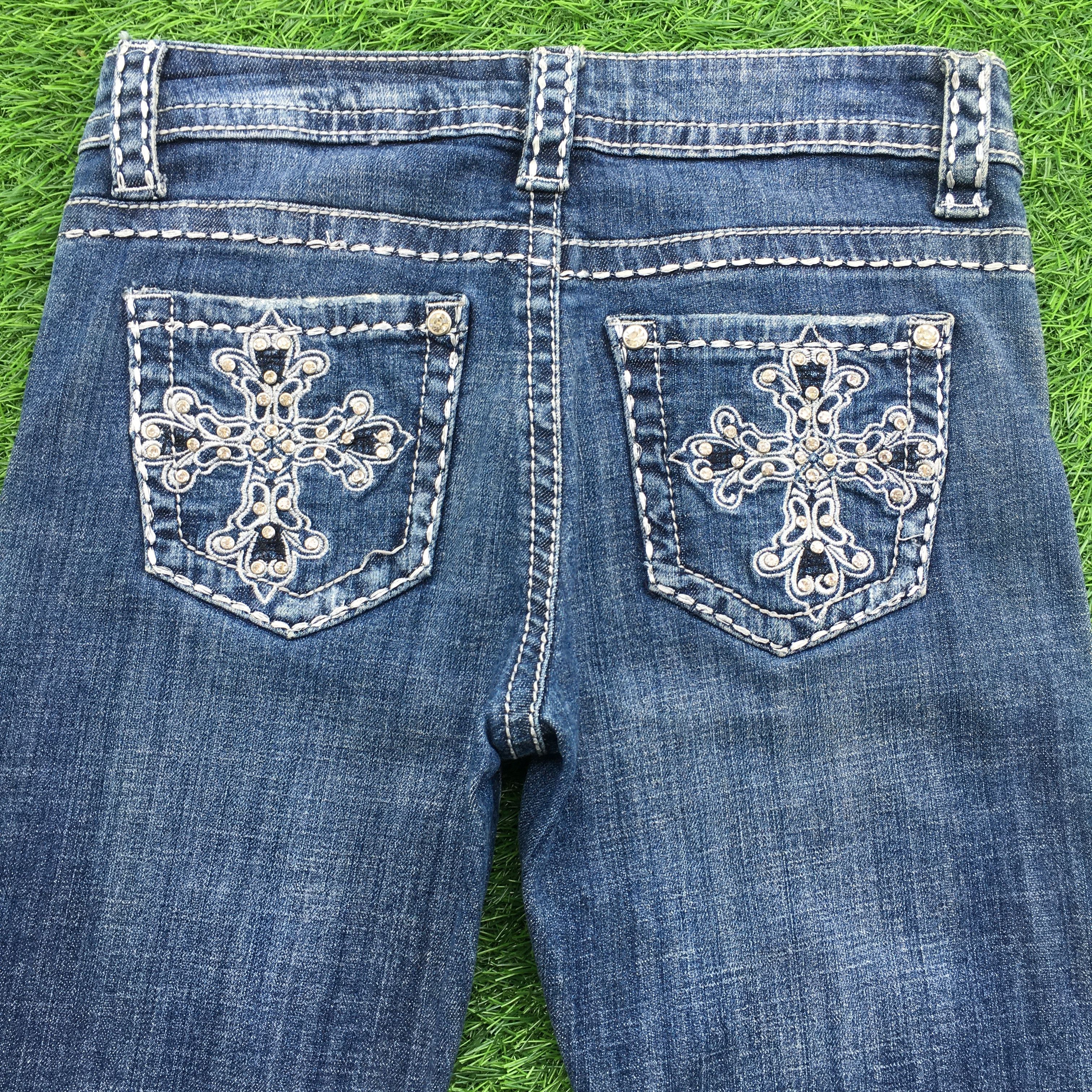 Designer × Jean Cross Embellished Bootcut Jeans D-985 Size 26" / US 2 / IT 38 - 1 Thumbnail
