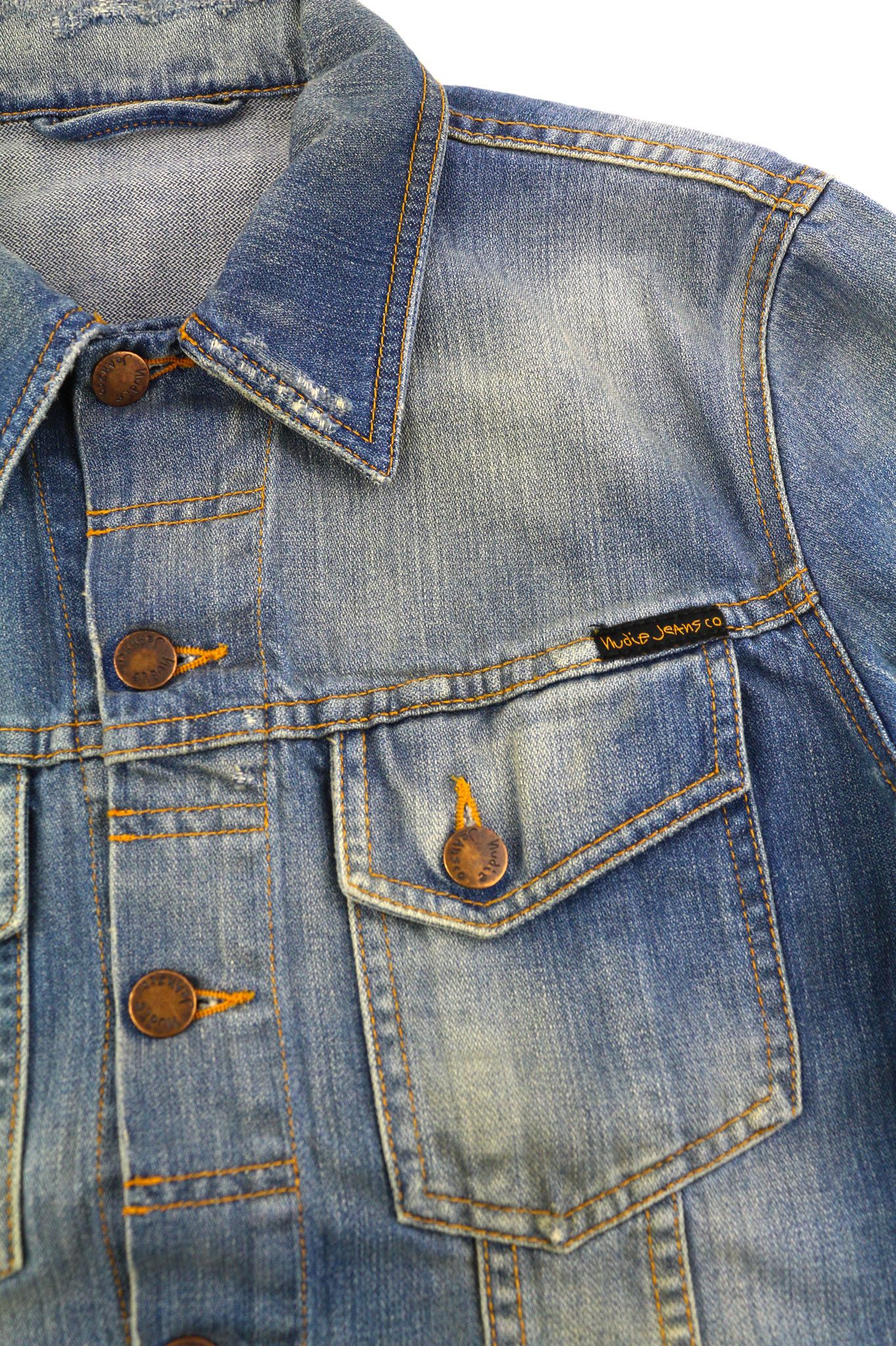 Nudie Jeans PERRY S Organic Bright Broken Mid Blue Washed Jacket 82442 Size US S / EU 44-46 / 1 - 6 Thumbnail