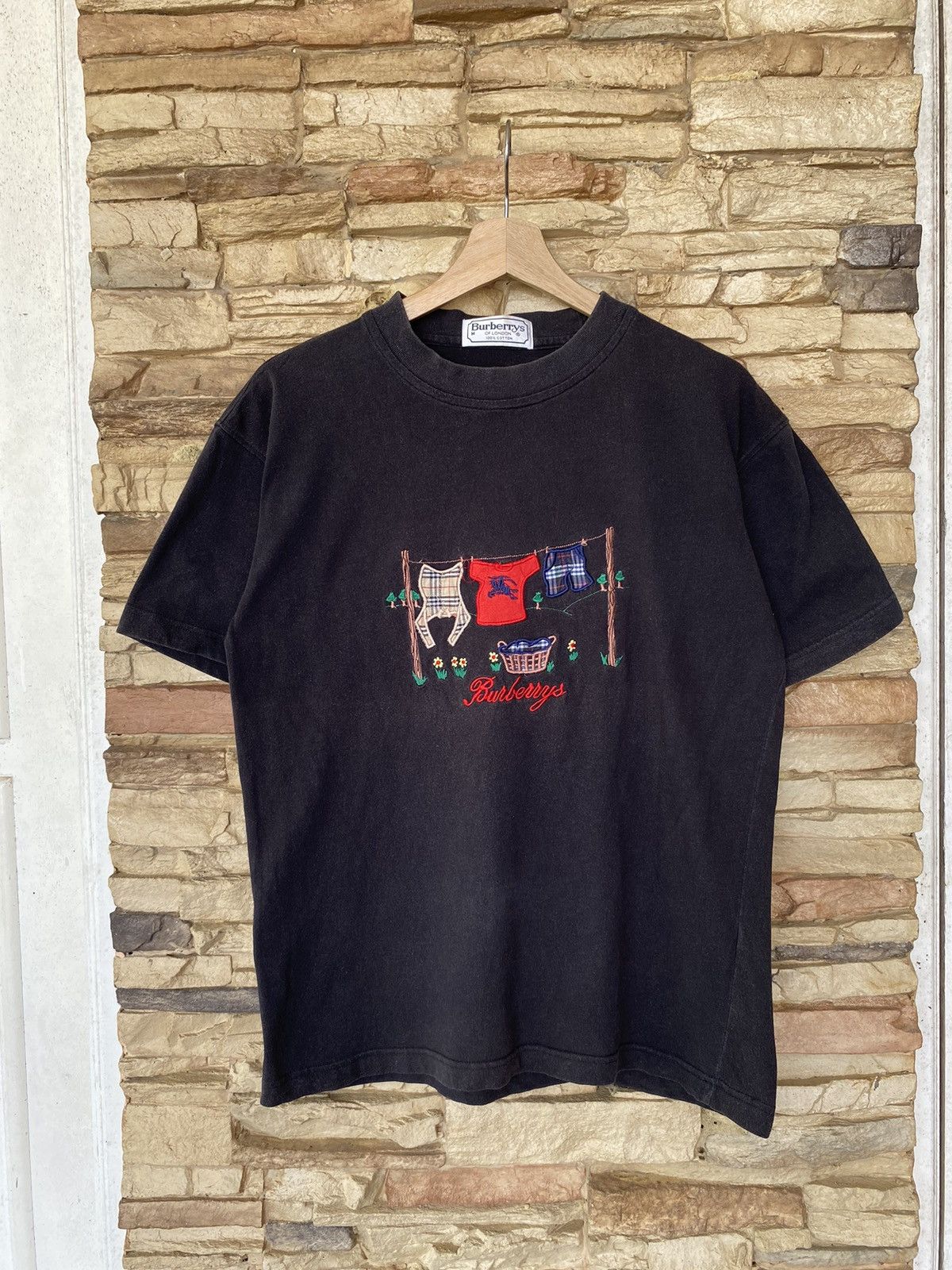 Rare Vintage Burberry Embroidered Logo Tees