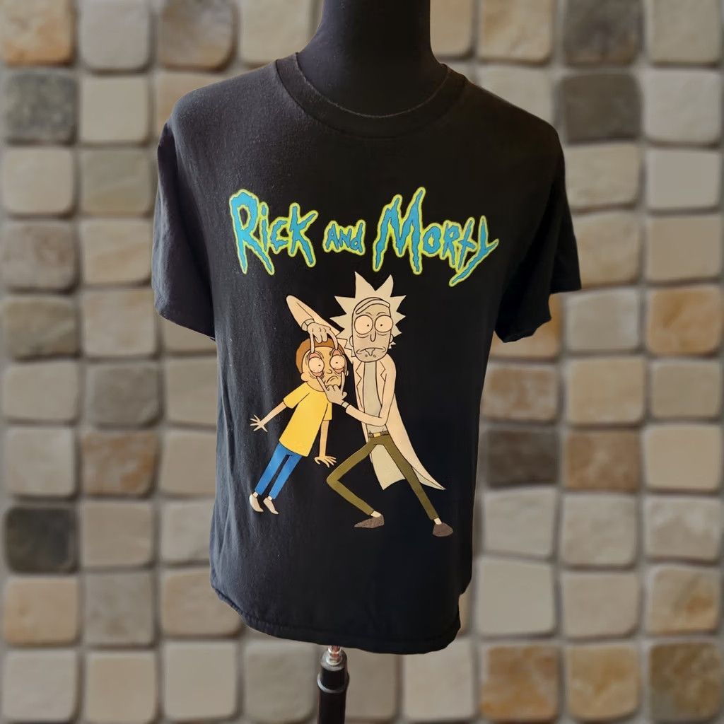 Ripple Junction Rick & Morty Big Eyes Cartoon Adult Swim Tee Black Cotton Graphic Print Large Mens Size US L / EU 52-54 / 3 - 1 Thumbnail