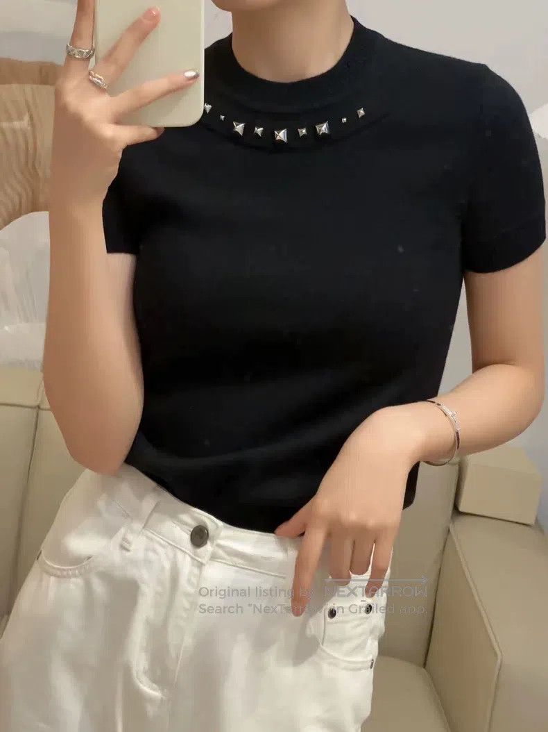 Hermes Hermes Ladies' top 001 black short-sleeve knit sweater, ca Size XS / US 0-2 / IT 36-38 - 1 Thumbnail