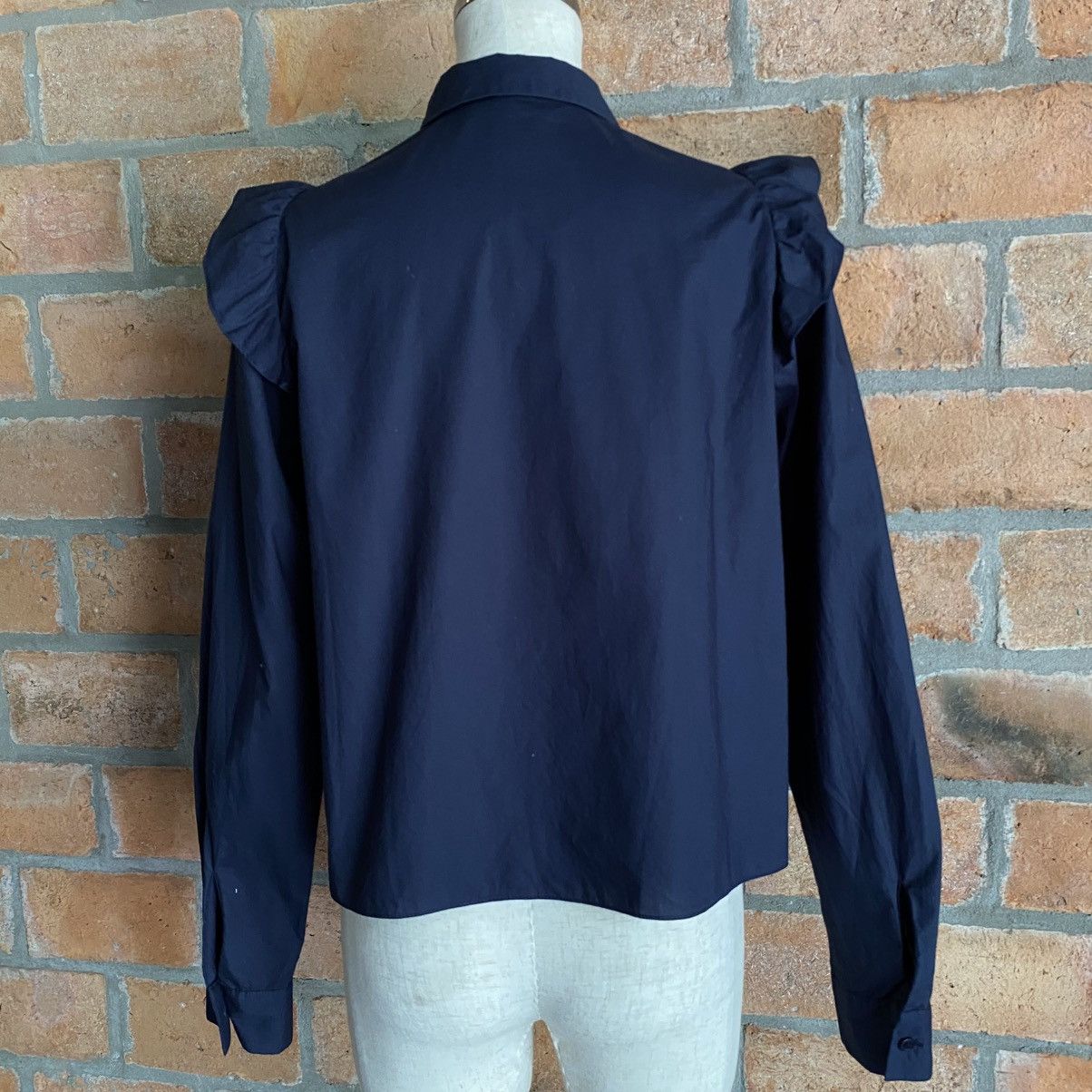 Opening Ceremony OPENING CEREMONY Navy Ruffle Shoulder Button-Up Blouse Size S / US 4 / IT 40 - 13 Thumbnail