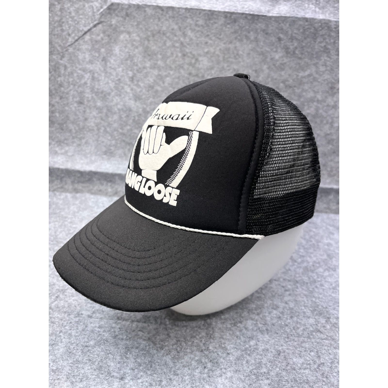 Vintage VINTAGE Hawaii Hangloose Shaka Hat Cap Strap Back Adult One Size Black Trucker Size ONE SIZE - 4 Thumbnail