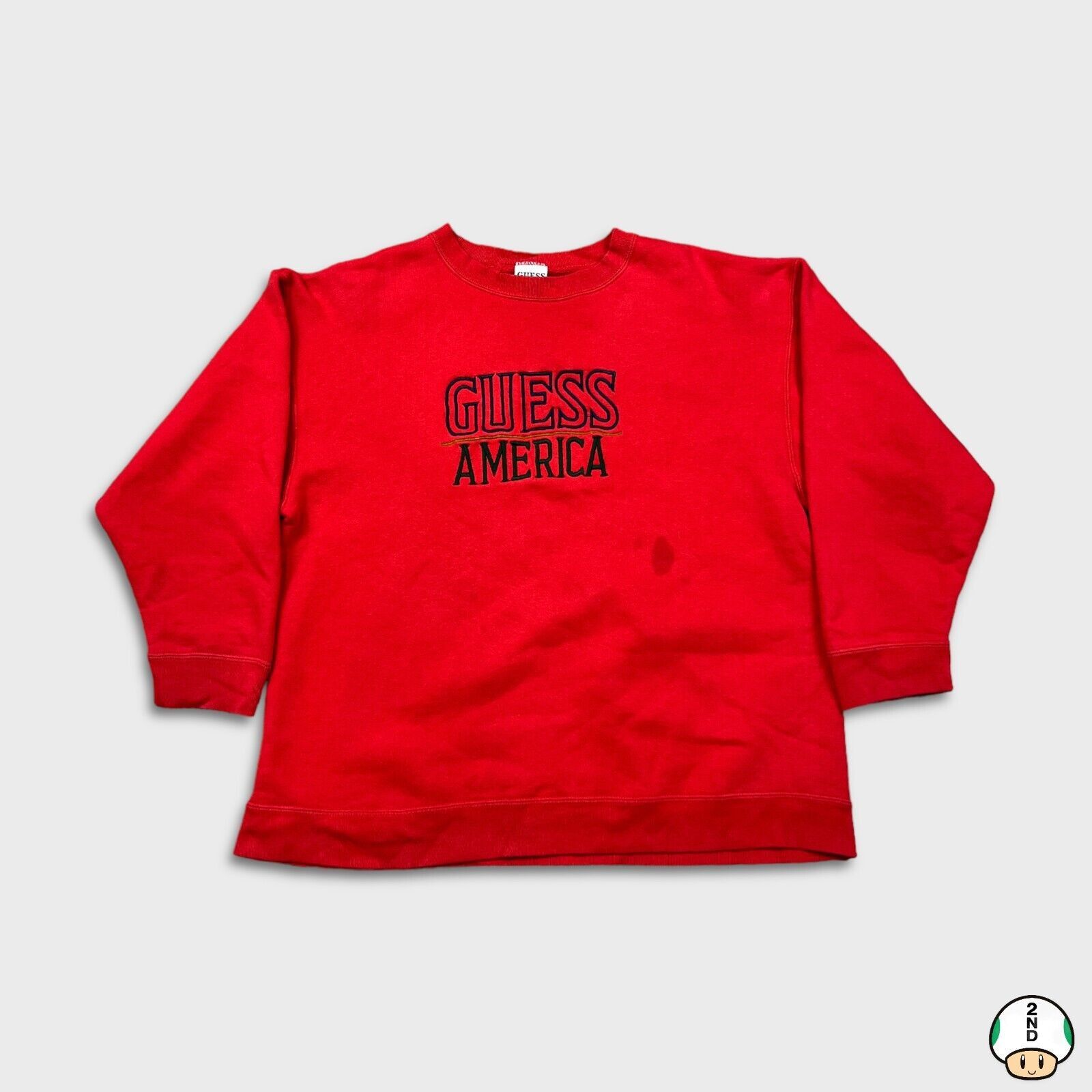 Guess × Vintage Guess USA Sweatshirt Small America Spell Out 90s Crewneck Size US S / EU 44-46 / 1 - 1 Thumbnail