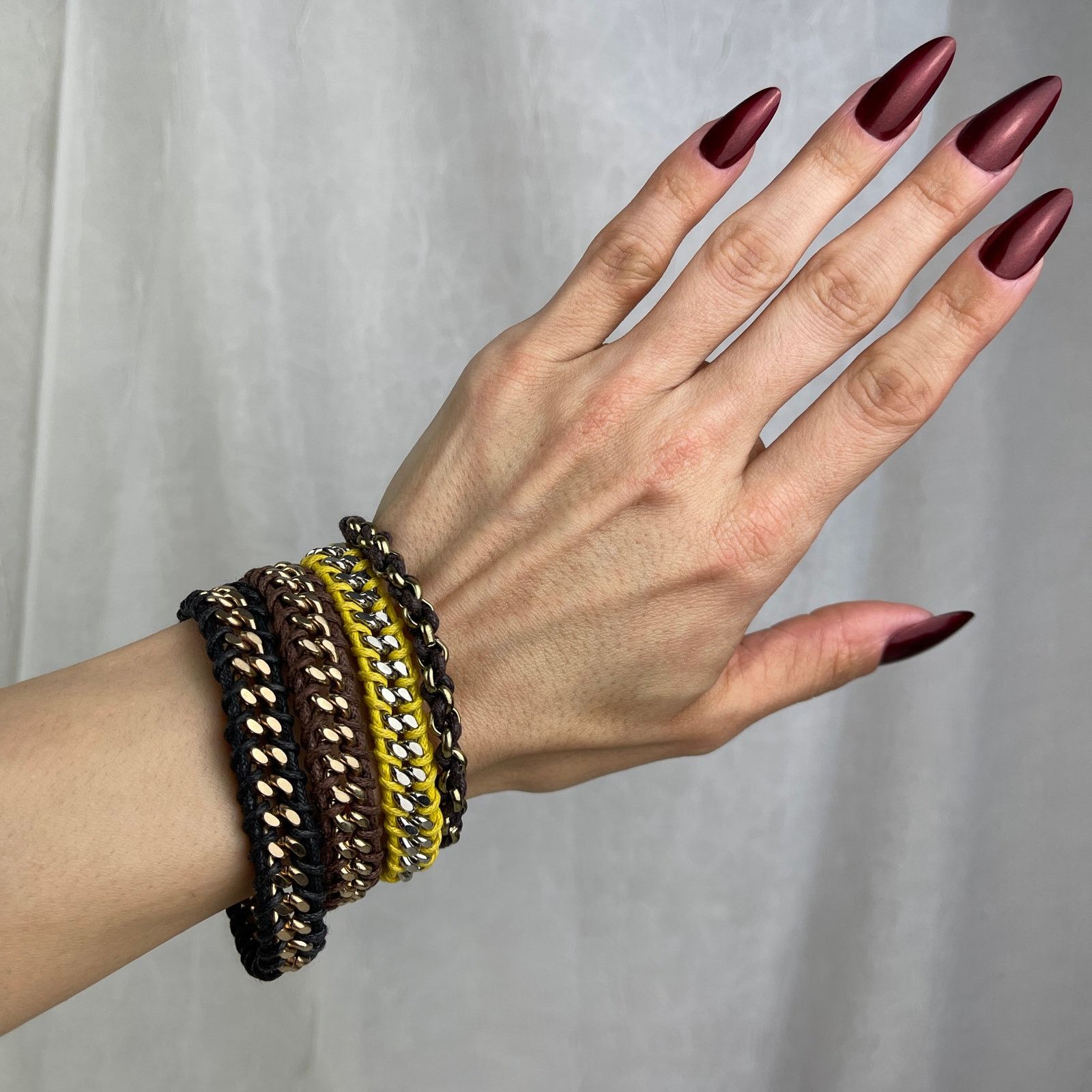 Other Chain Link Braided Bracelets Gold Silver Black Brown Yellow Size ONE SIZE - 19 Thumbnail