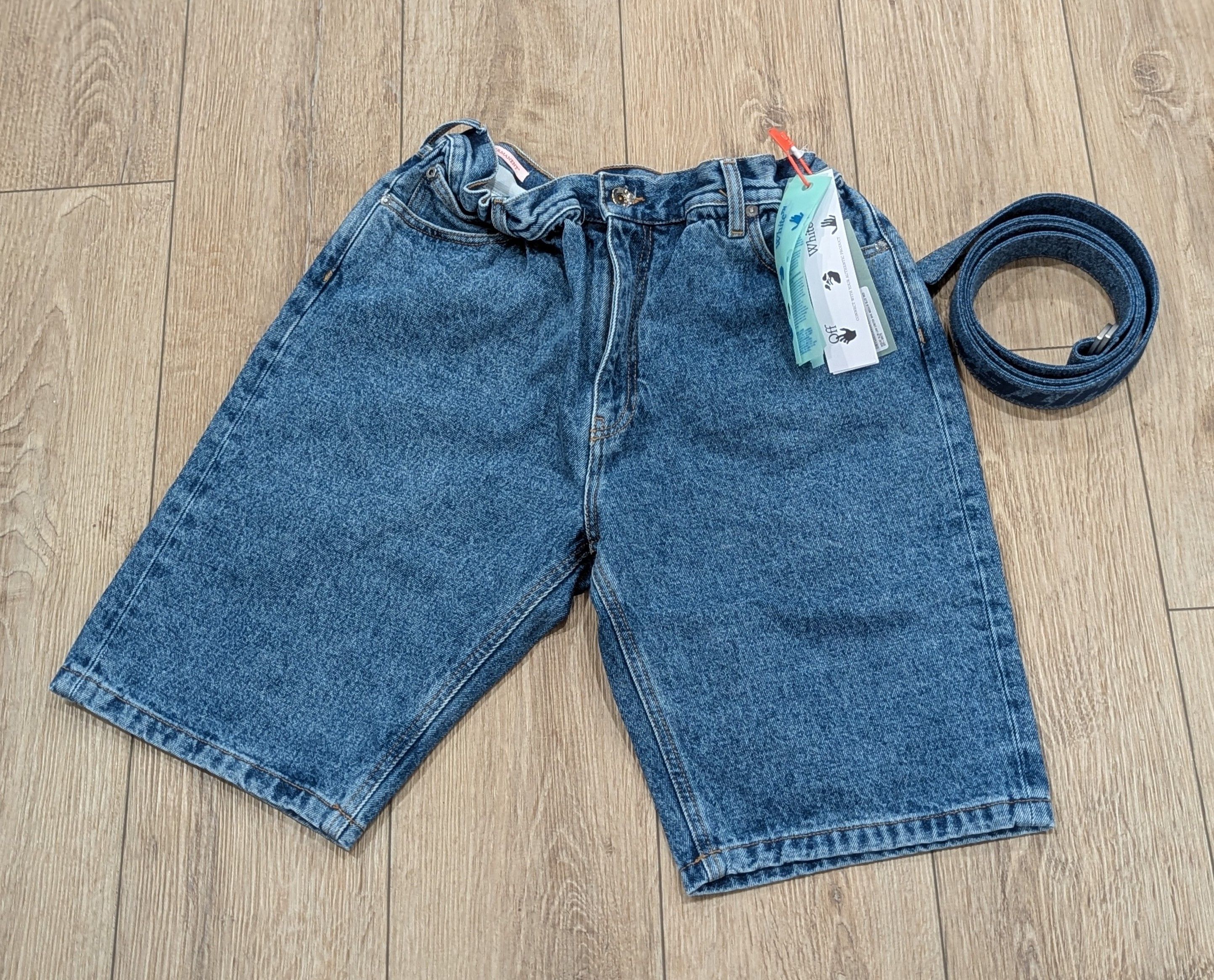Off-White OFF-WHITE Industrial Slim Belted Denim Shorts Blue 34 Size US 34 / EU 50 - 1 Thumbnail