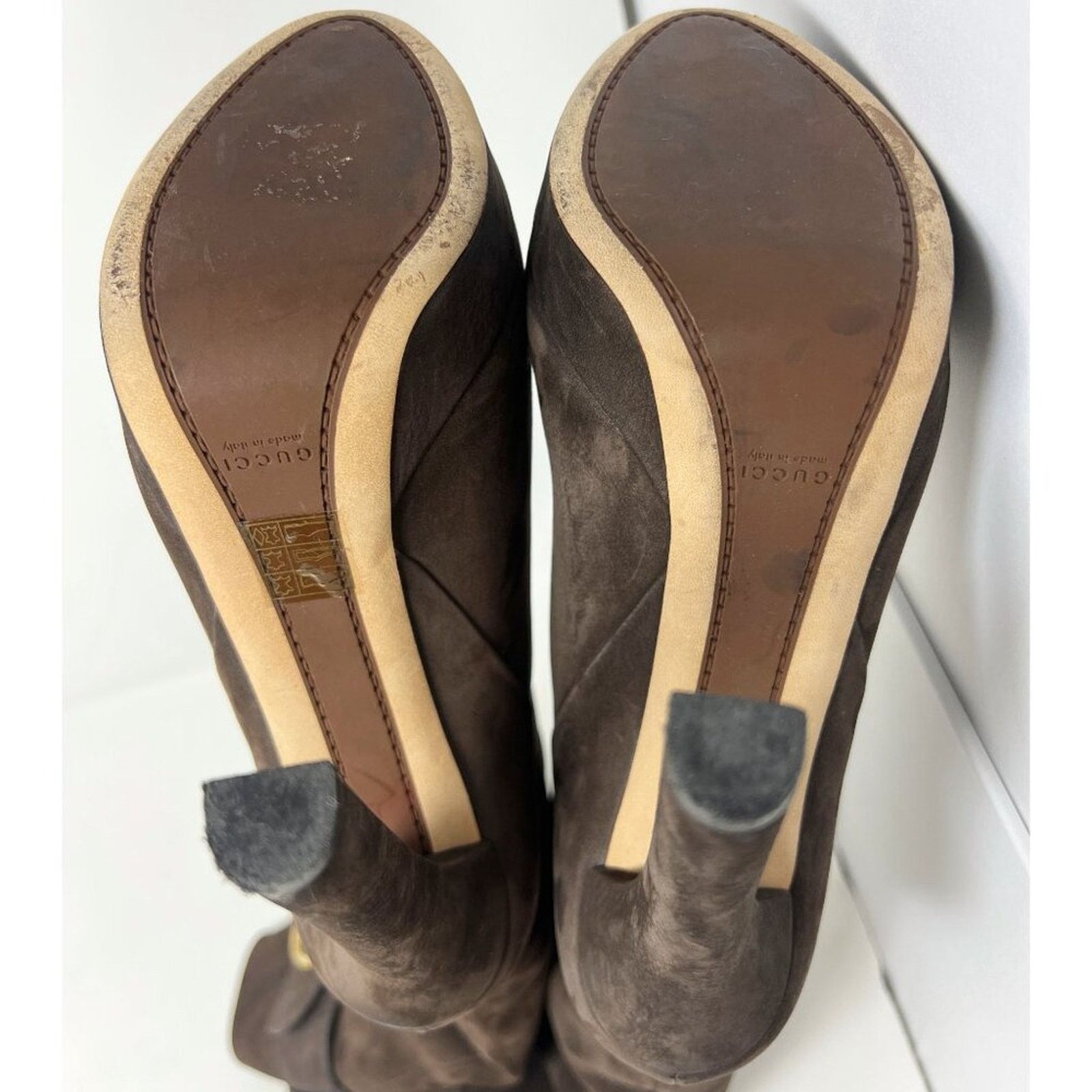 Gucci Gucci Brown Suede Tall Boots Gold Horsebit Hardware Buckle Size US 9.5 / IT 39.5 - 8 Thumbnail