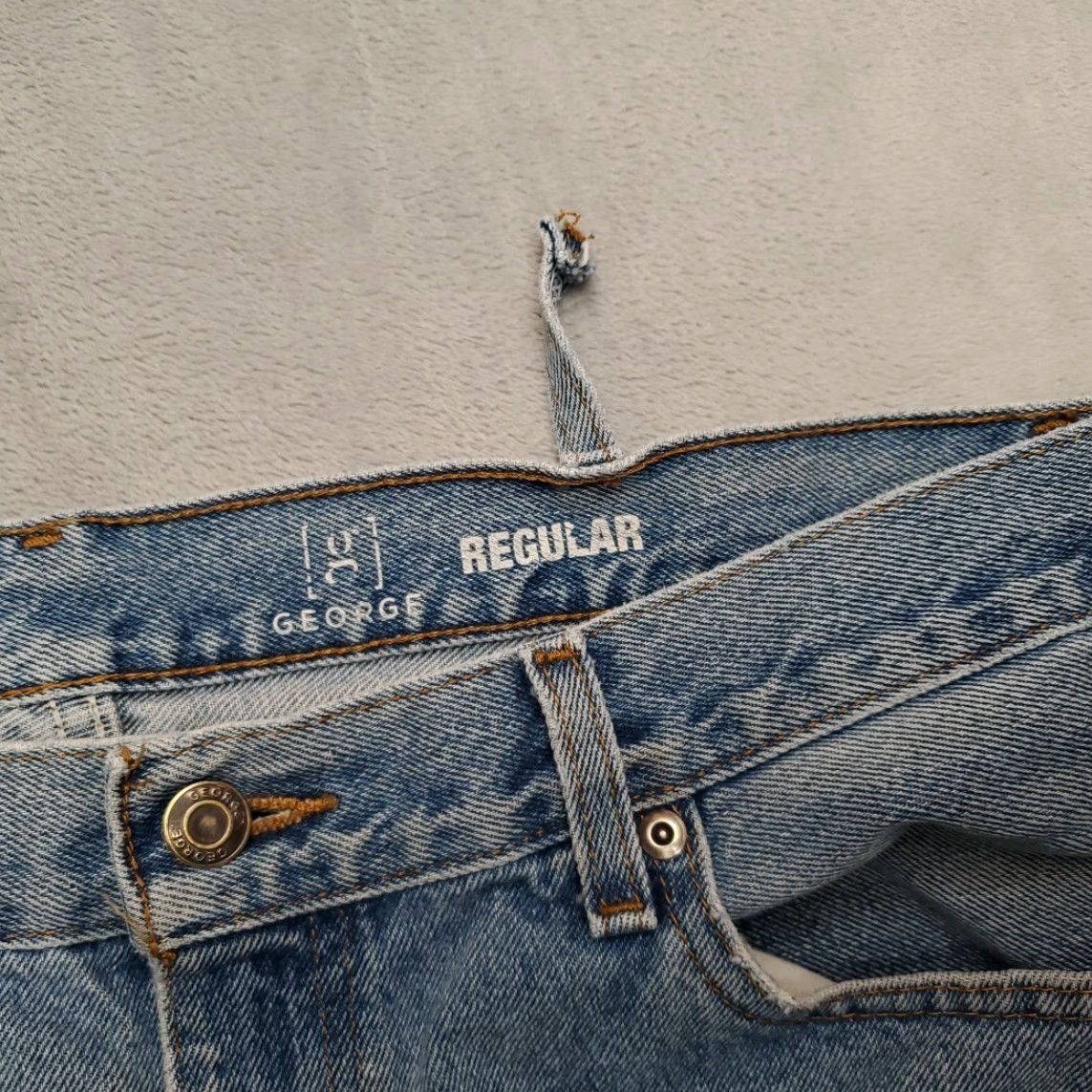 George George Jeans Mens 35x32 35x30 Blue Denim Distressed Faded Cotton Work Pants Size US 35 - 7 Thumbnail
