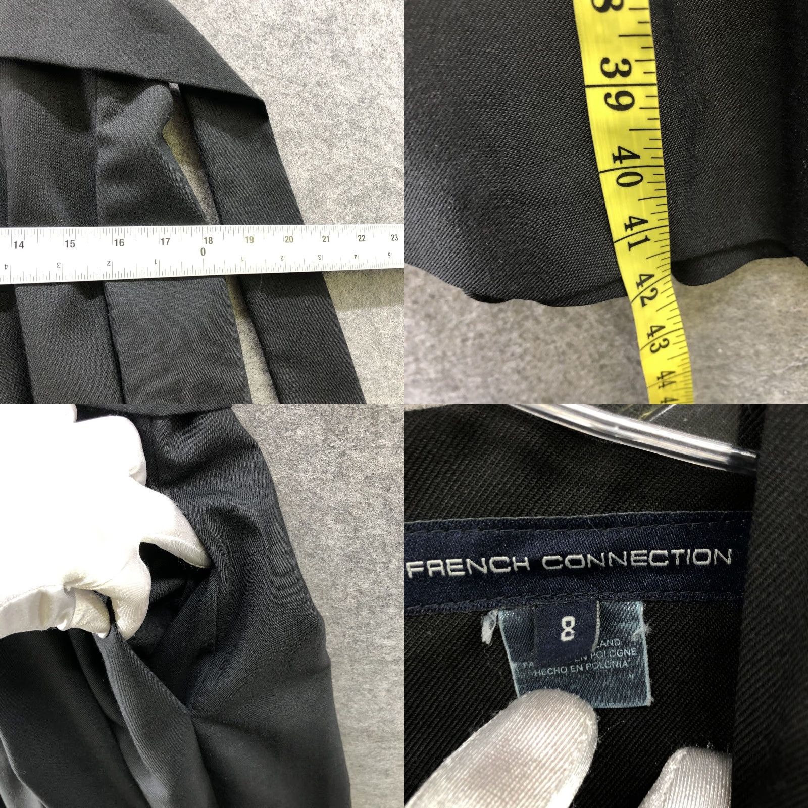 French Connection French Connection Romper Dress Black Short Sleeve V-Neck Pleated Puff Sleeve Wide-Leg 8 Women Size 30" / US 8 / IT 44 - 8 Thumbnail