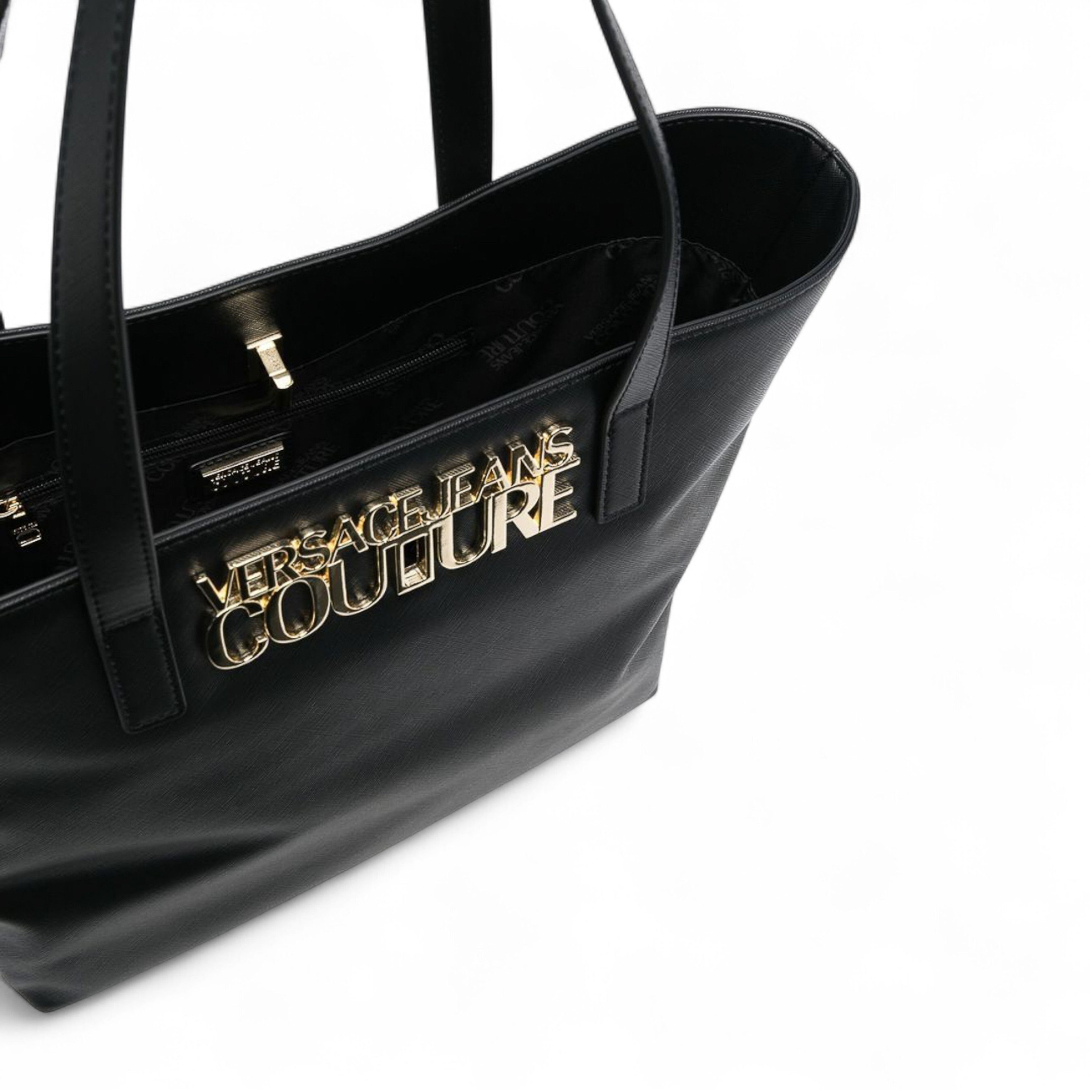 Versace Jeans Couture VERSACE JEANS COUTURE BLACK SOLID TOTE BAG WITH LOGO Size ONE SIZE - 3 Thumbnail