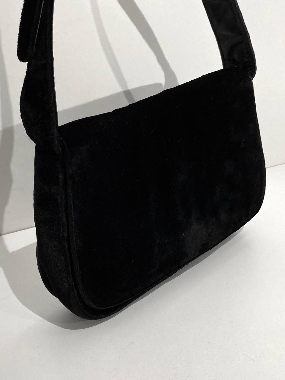 Prada Prada Velvet Leather Black Shoulder Hand Bag Vintage Y2K Size ONE SIZE - 6 Thumbnail