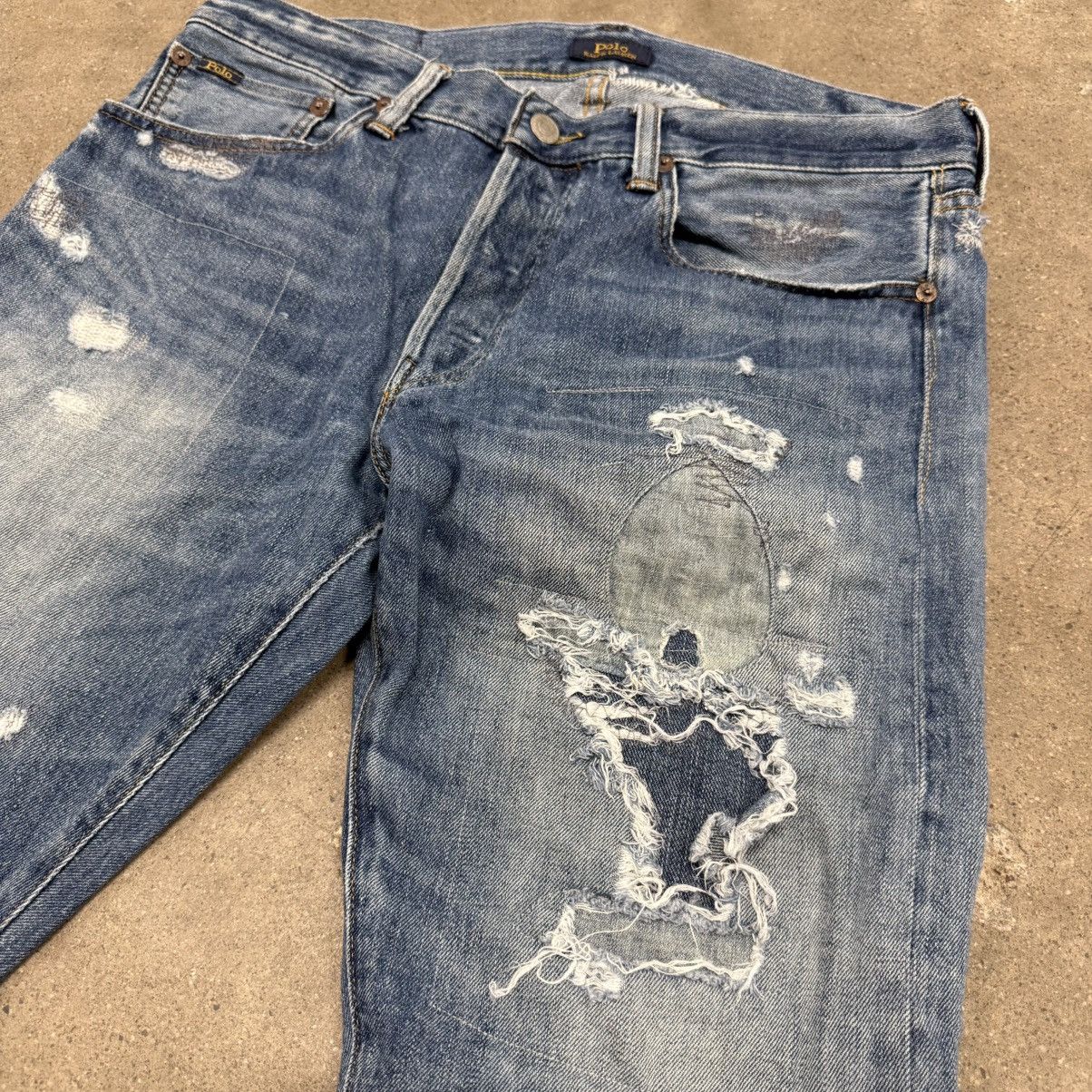 Japanese Brand POLO RALPH LAUREN VARICK SLIM REPAIRED PATCHWORK JEANS Size US 31 - 3 Thumbnail