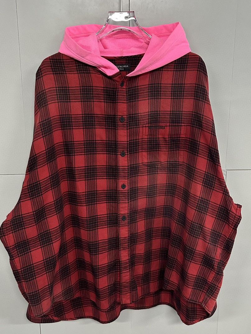 Balenciaga Balenciaga Plaid Hooded Flannel Shirt Size S Size US S / EU 44-46 / 1 - 1 Thumbnail