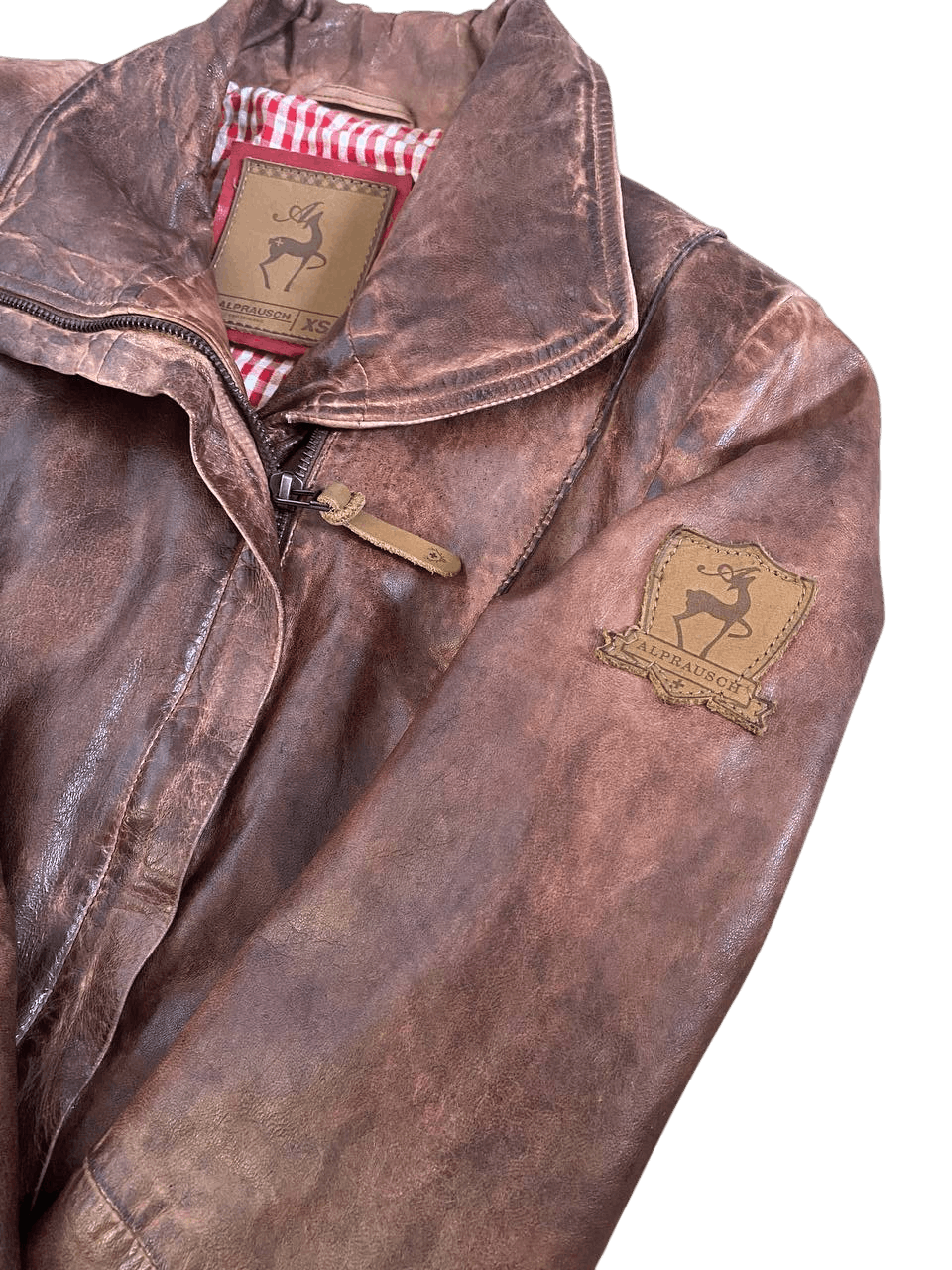 Other Alprausch Brown Distressed Leather Jacket XS Swiss Design Size XS / US 0-2 / IT 36-38 - 3 Thumbnail