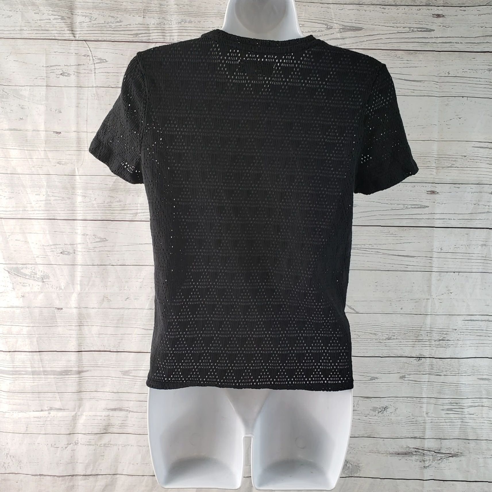 Madewell Madewell Texture & Thread Womens T-Shirt in Geo Eyelet Tie Front Tee Sz S Black Size S / US 4 / IT 40 - 4 Thumbnail