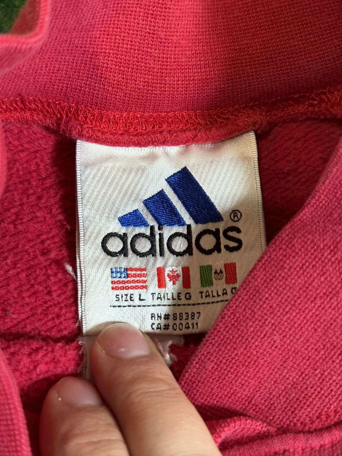 Adidas × Vintage Vintage 90s Adidas Crewneck Red/Pink 3 Stripes Sweatshirt Size L / US 10 / IT 46 - 3 Thumbnail