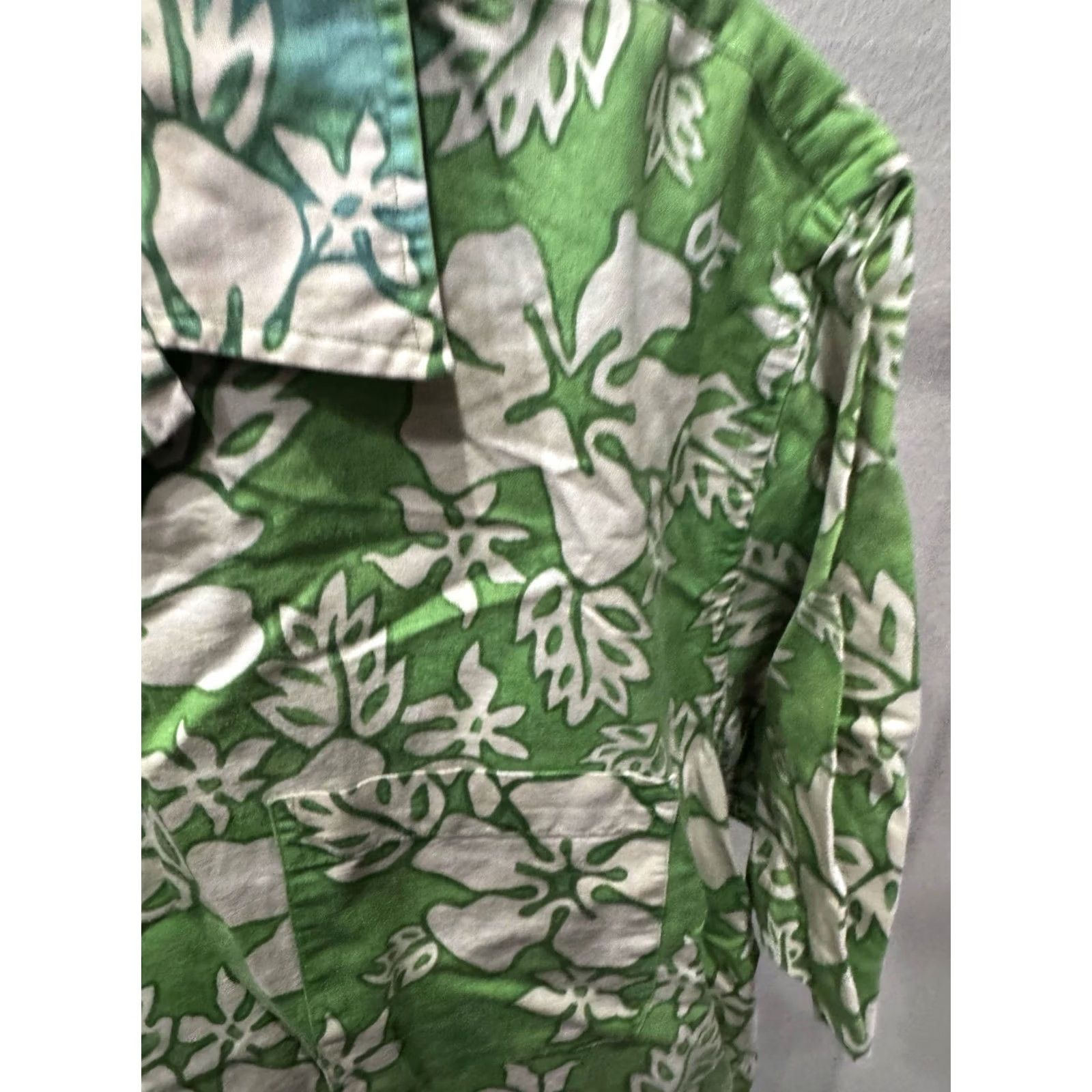 Lands' End Lands End Shirt Men L Short Sleeve Button Up Apple Green Floral Linen Blend Size US L / EU 52-54 / 3 - 7 Thumbnail