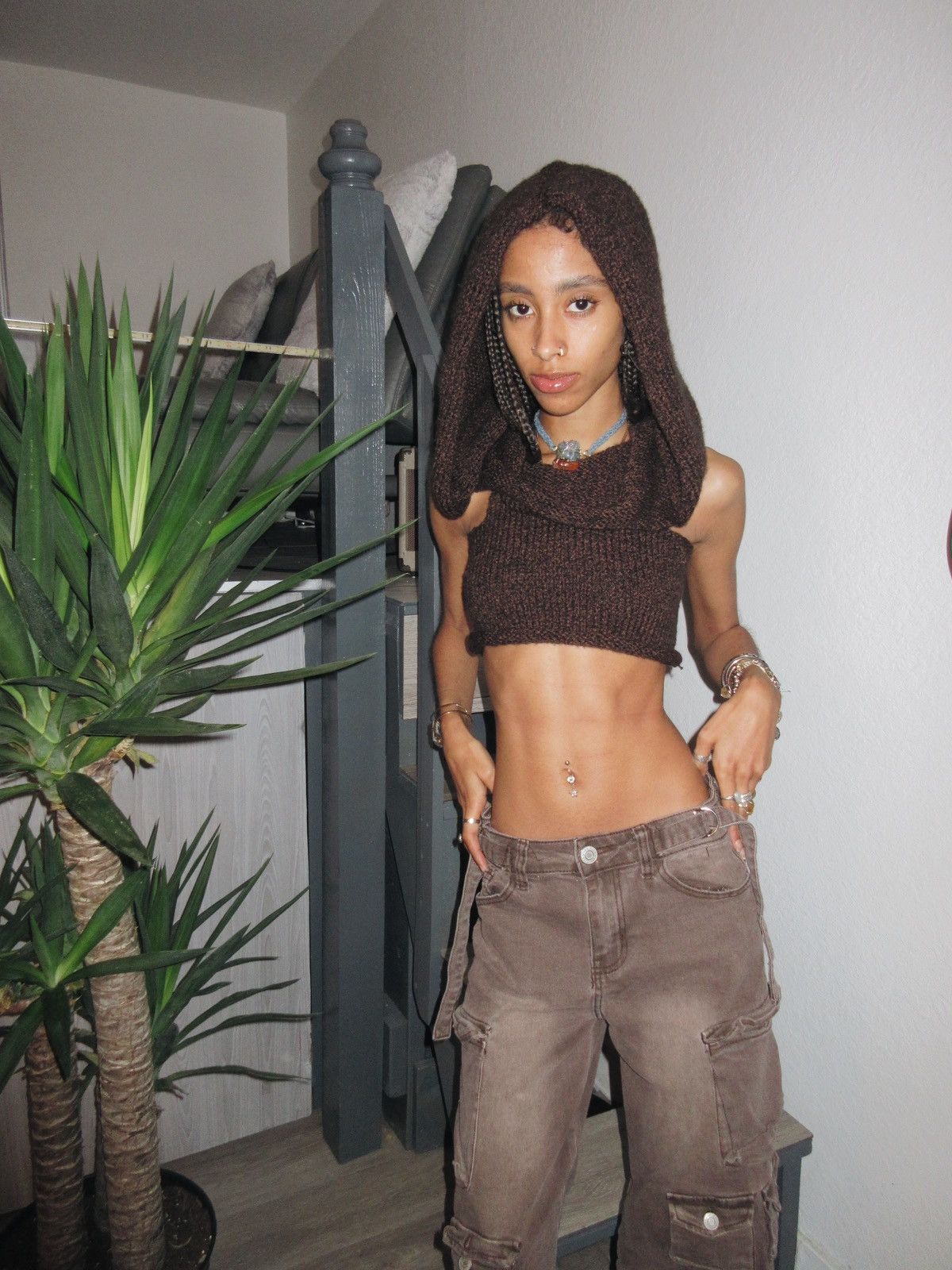 Other Knitted Hoodie Cowl Crop Top Size XS / US 0-2 / IT 36-38 - 2 Thumbnail